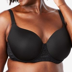 Cacique black underwire w/white embroidery